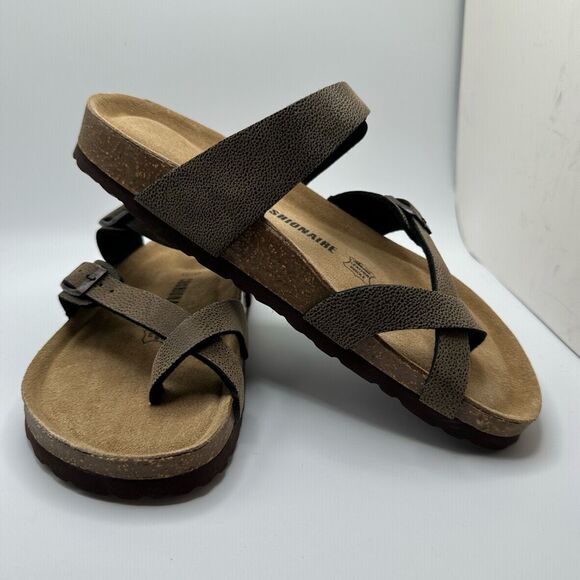 CUSHIONAIRE Women's Cork Footbed Sandal With +Comfort 9 WIDE BROWN RUGGED - Picture 6 of 7